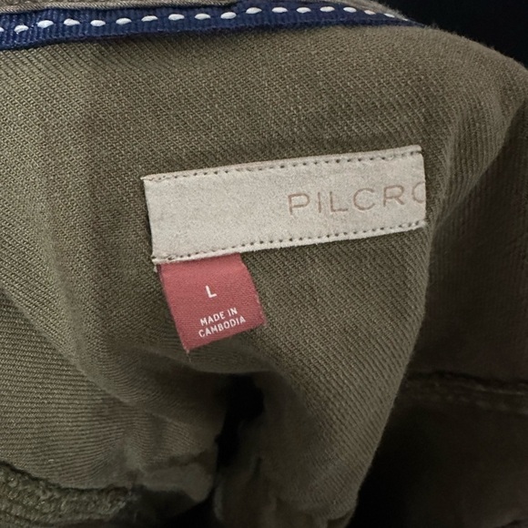 Pilcro Flutter Sleeve Button Down Tunic Dress in Moss Olive Green - Size L - Picture 6 of 10